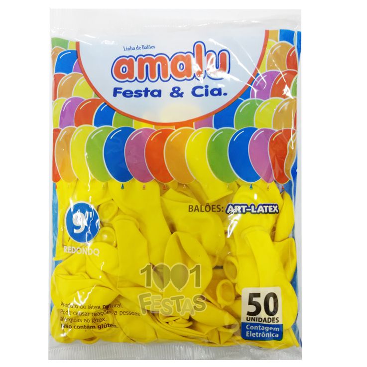 Balão Amarelo N09 50 unid Amalu
