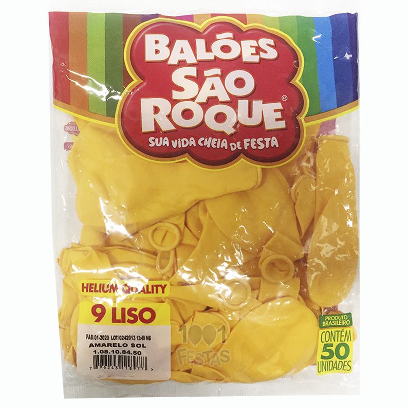 Balão Amarelo Sol N09 50 unid São Roque