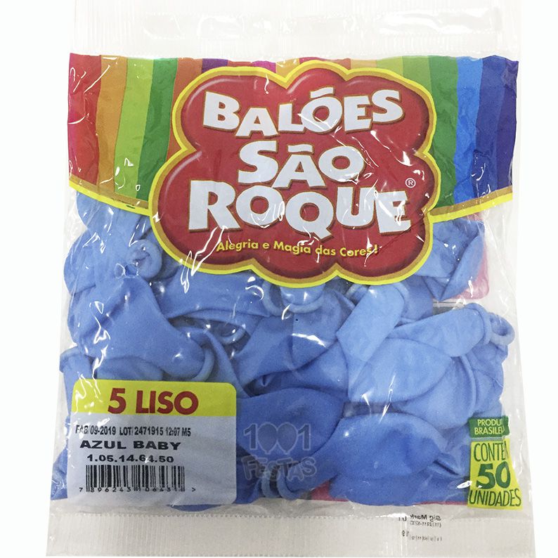 Balão Azul Bebê N05 50 unid São Roque