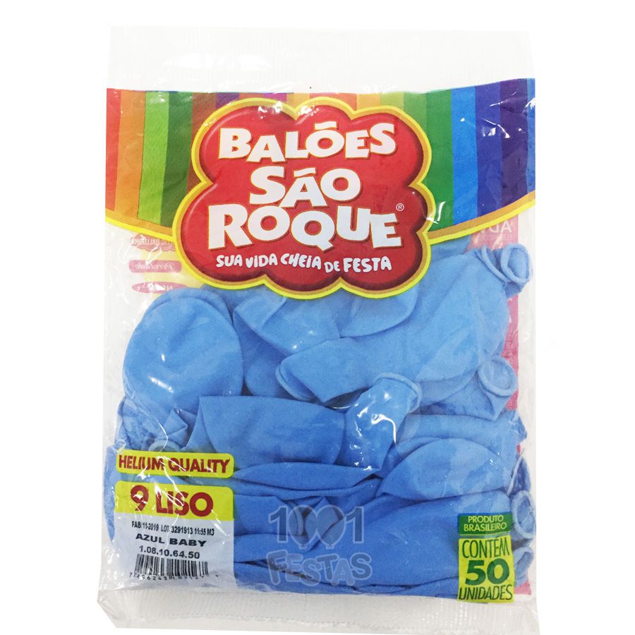 Balão Azul Bebê N09 50 unid São Roque