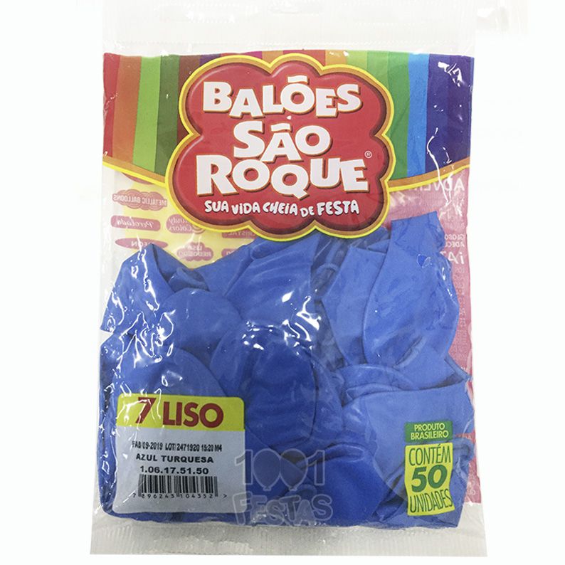 Balão Azul Turquesa N07 50 unid São Roque