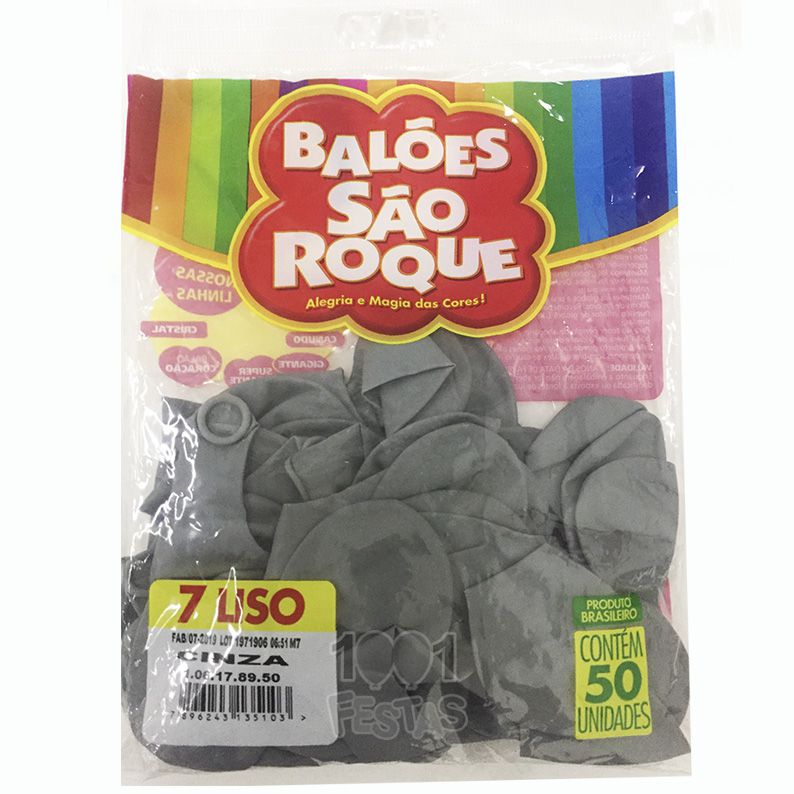 Balão Cinza N07 50 unid. São Roque