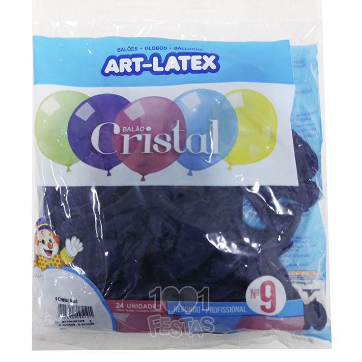 Balão Cristal Azul N09 24 unid Art Latex