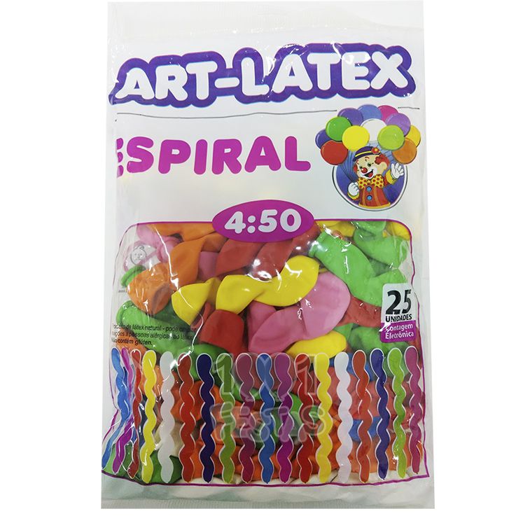 Balão Espiral Sortido 25 unid Art Látex