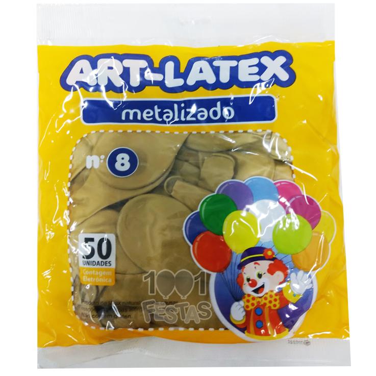 Balão Metalizado Ouro N08 50 unid. Art Latex
