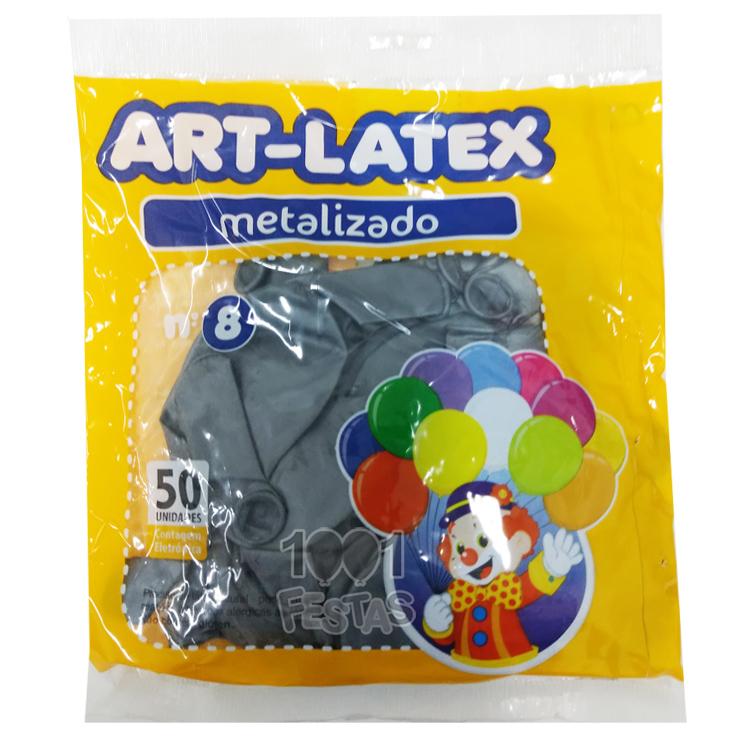Balão Metalizado Prata N08 50 unid. Art Latex