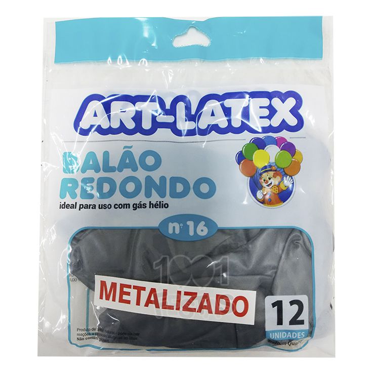 Balão Metalizado Prata N16 12 unid Art Latex