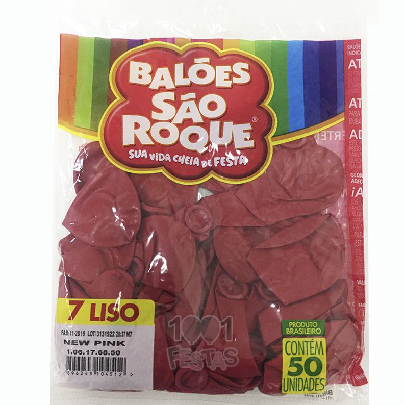Balão New Pink N07 50 unid São Roque