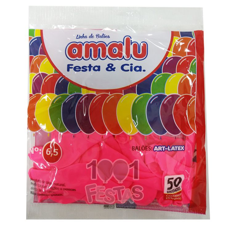 Balão Rosa Pink N6,5 50 unid Amalu