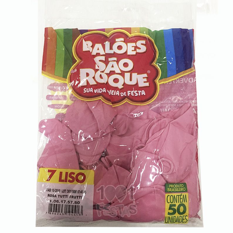 Balão Rosa Tutti Frutti N07 50 unid São Roque