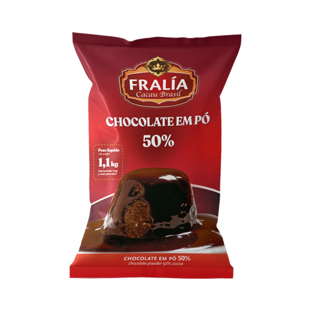 Chocolate em Pó 50% Cacau 1,1Kg Fralía