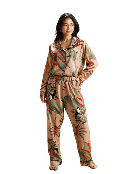 Pijama Longo Estampado - Homewear  - Beautiful Woman Lingerie