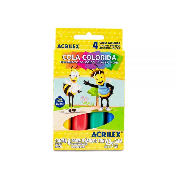 COLAS COLORIDAS ACRILEX 23G 4 PEÇAS 2604