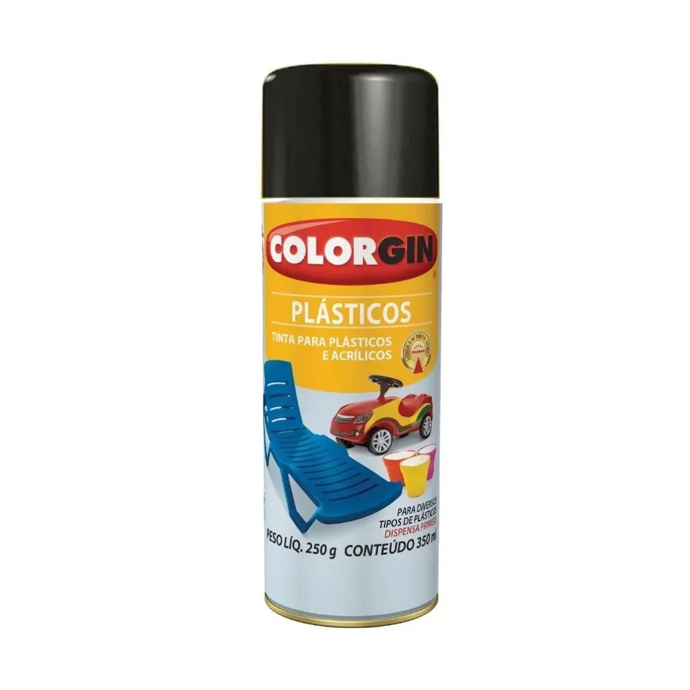 Tinta Spray para Plásticos e Acrílicos Preto Brilho 1502 350ml