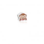 Berloque Separador Emoji Macaco Não Fala em Prata 925 esmaltada