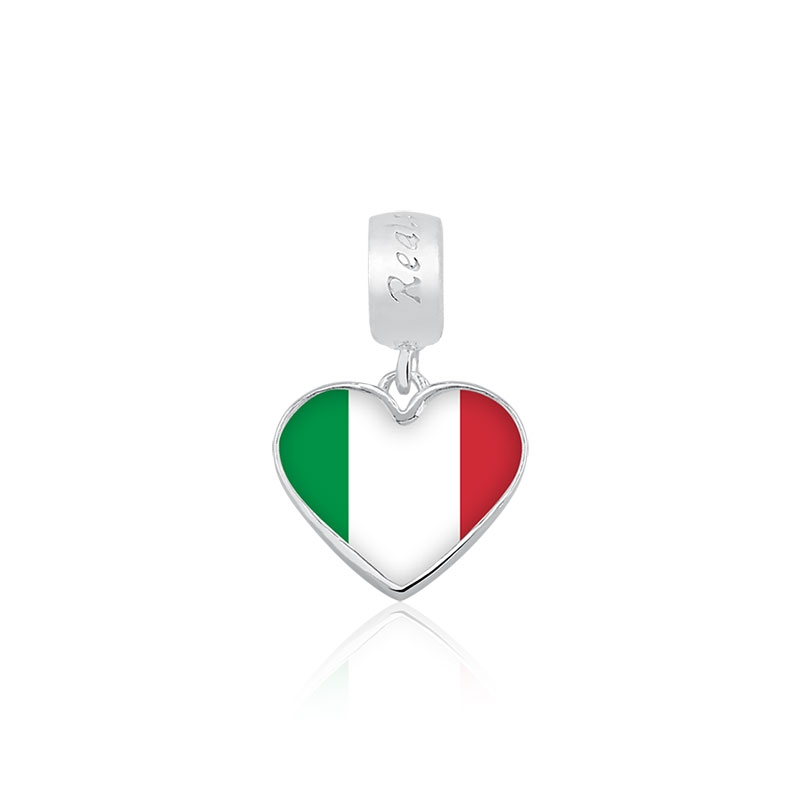 Berloque Pingente Bandeira Itália em Prata 925 esmaltada