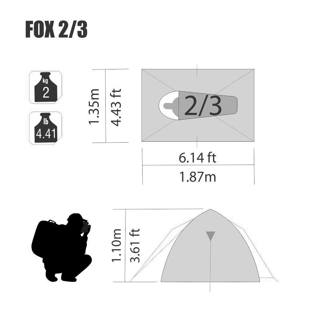 BARRACA DE CAMPING NTK FOX 2/3 PESSOAS - (200X140X110CM)