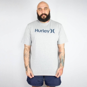 Kit Chinelo Hurley Icon Preto e Branco + Camiseta Hurley O&O Solid Mescla Cinza
