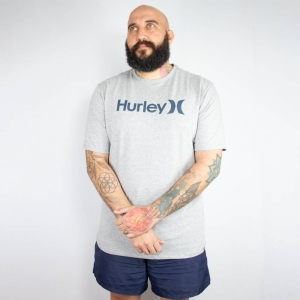 Kit Chinelo Hurley Icon Preto e Branco + Camiseta Hurley O&O Solid Mescla Cinza