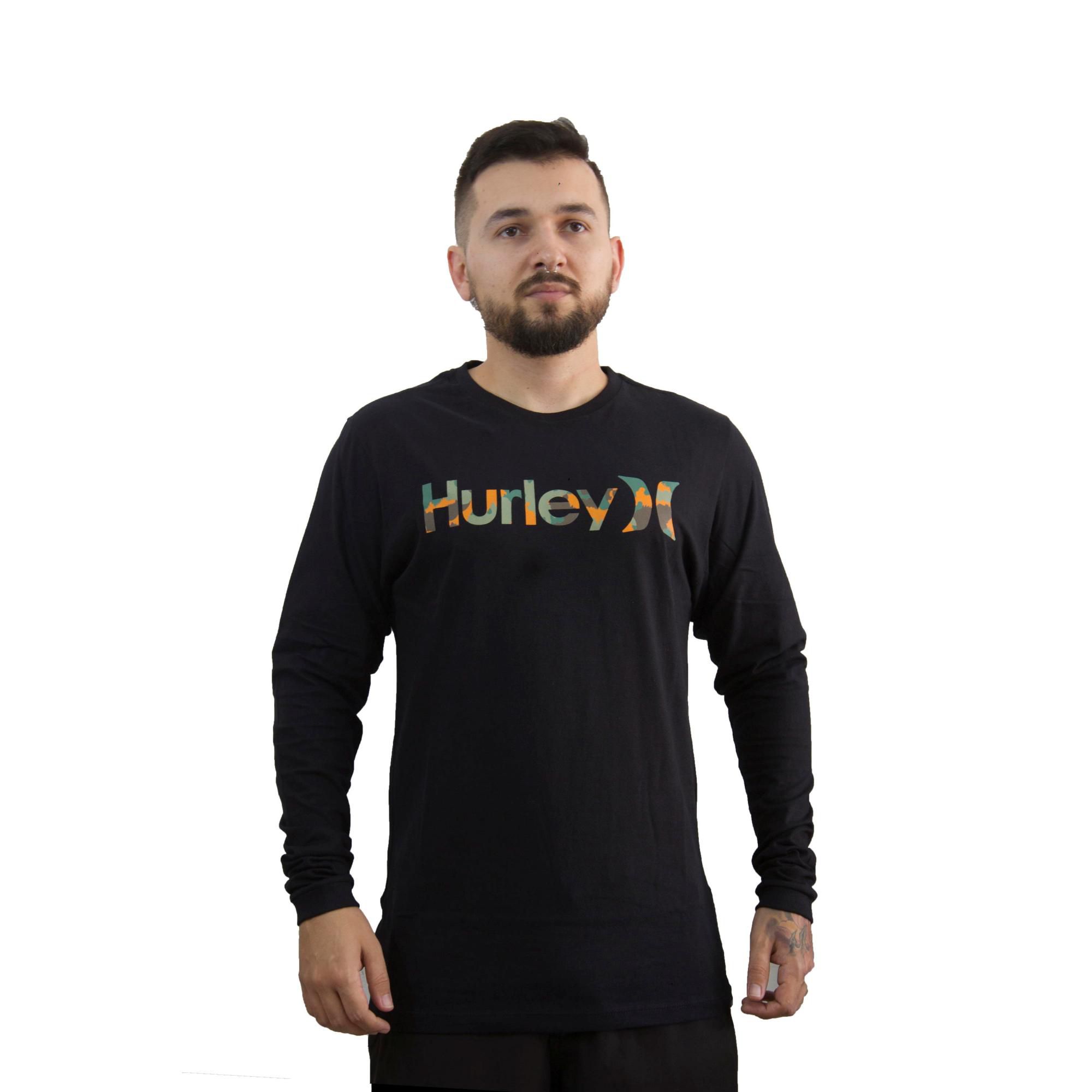 Camiseta Hurley Manga Longa Preta