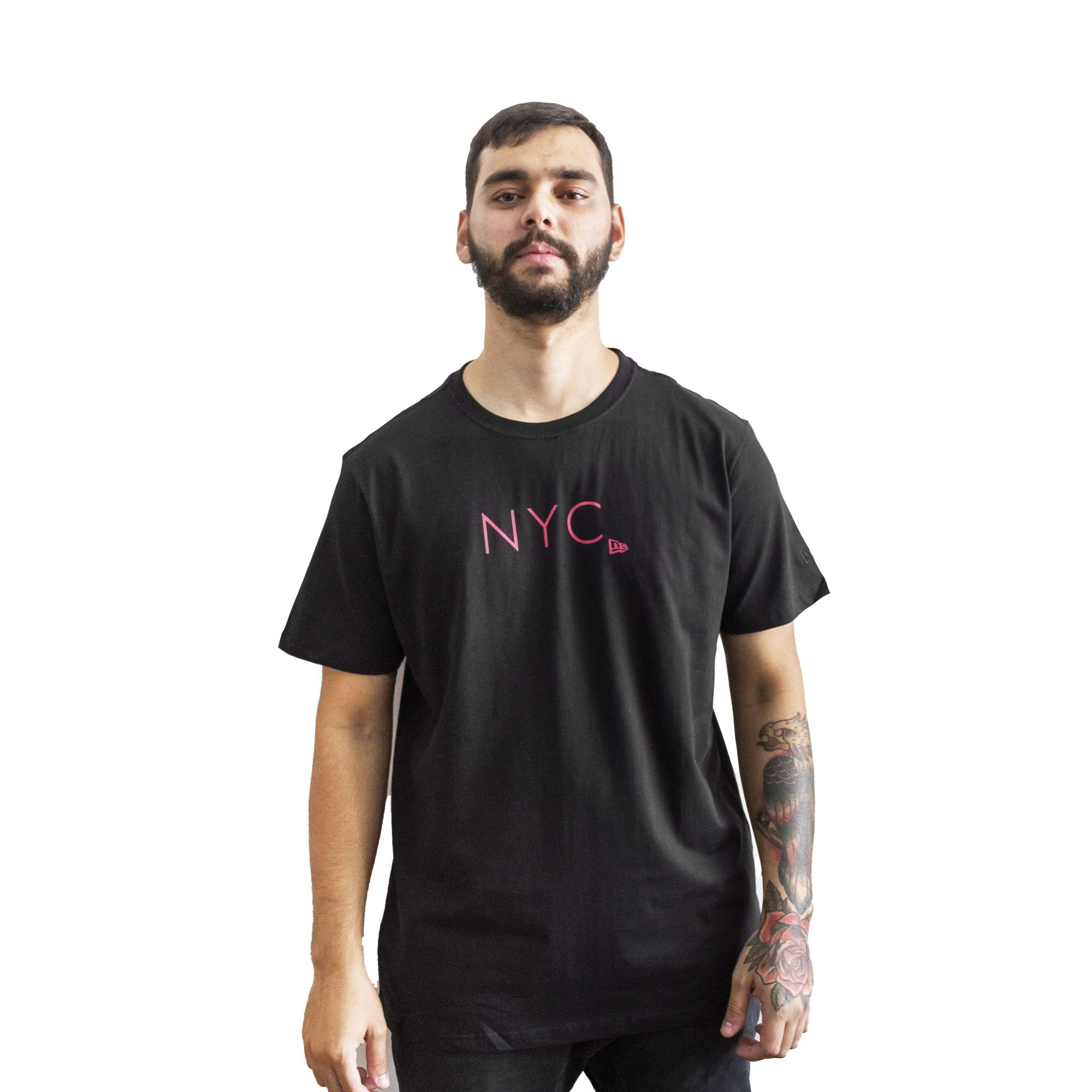 Camiseta New Era NYC Preto/Rosa