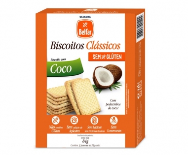 Biscoito Clássico Coco Belfar 86g - Cartucho com 3 Unidades