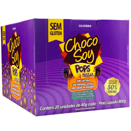 Choco Soy Pops Passas 40g - Display Com 20