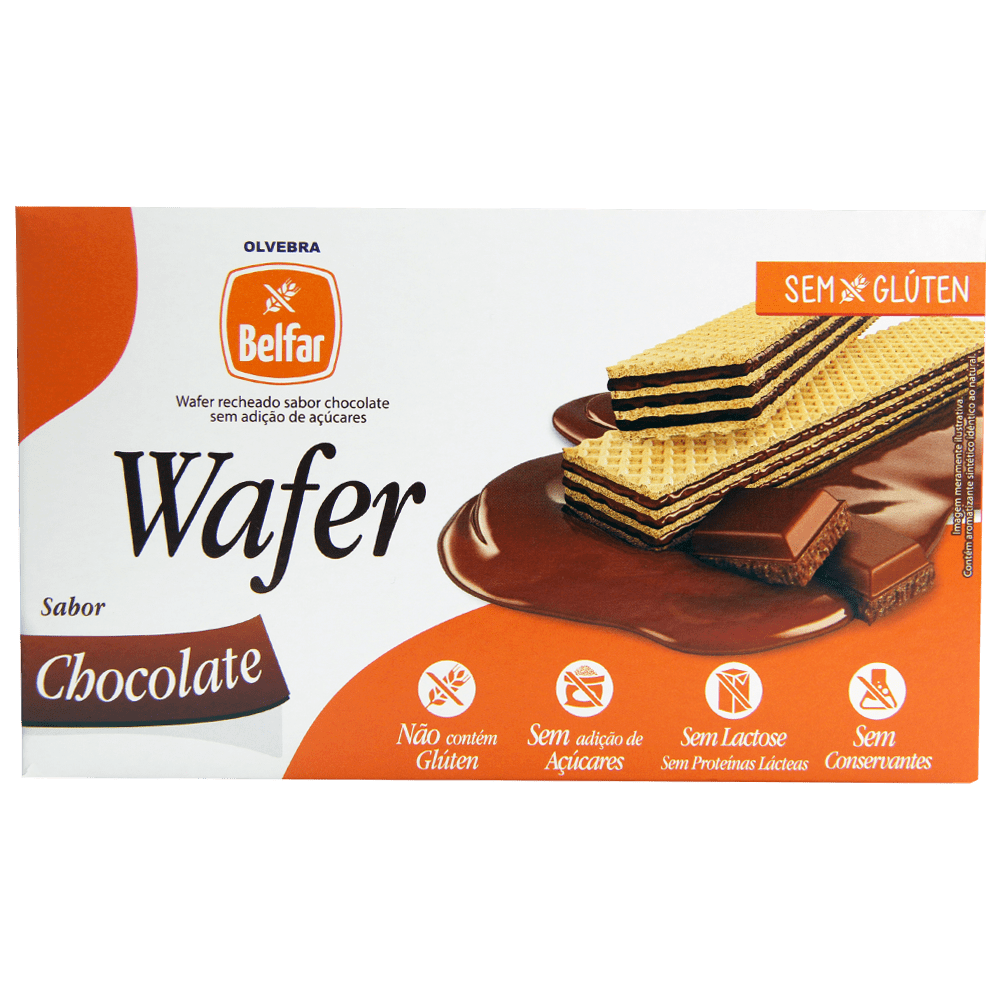 Wafer sabor Chocolate Belfar 50g - Display com 10 Unidades