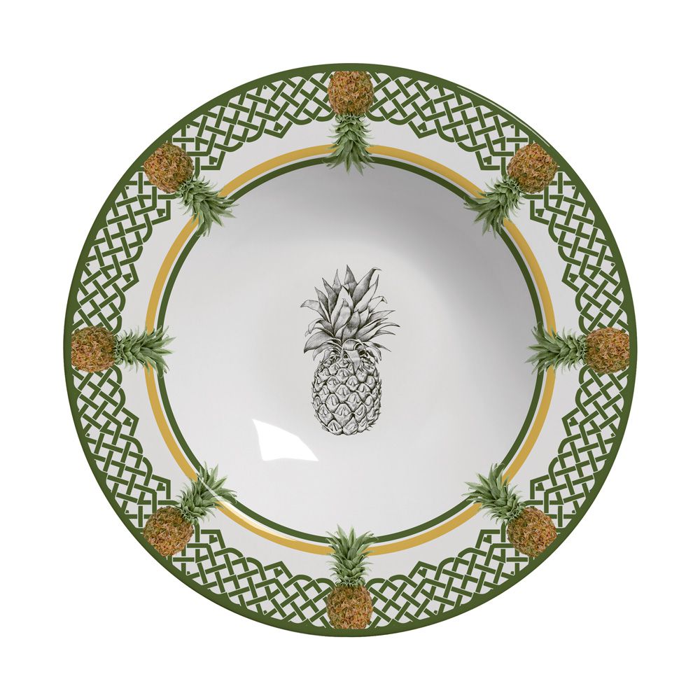 Prato Fundo Pineapple Em Ceramica - Conjunto de 6 Peças