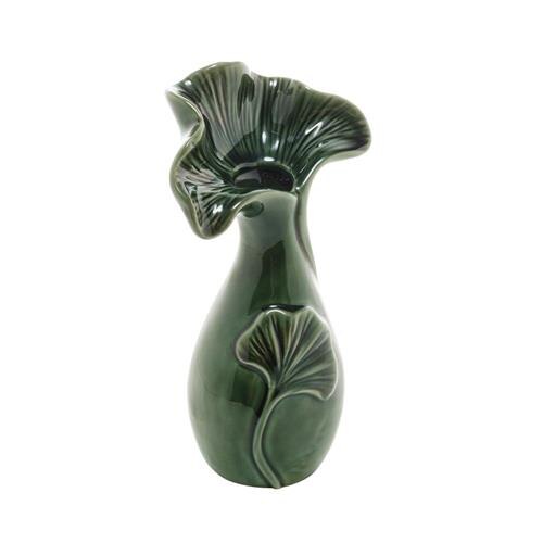 Vaso Decorativo de Porcelana Leaf Verde 11x8x20cm
