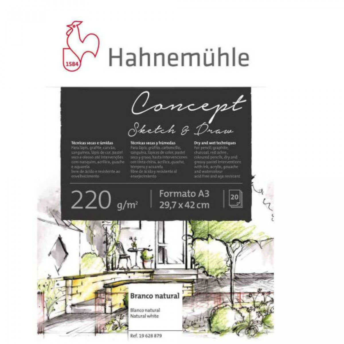 Concept Sketch & Draw Hahnemhle 220g/m2 A3 20fls