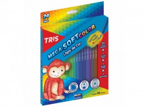 Lápis de Cor Tris Mega Soft Color 24 cores