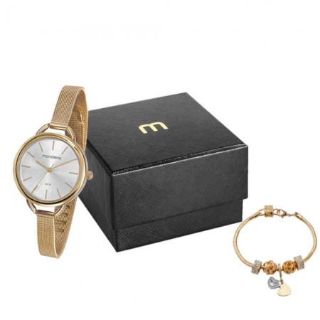 Kit de Relógio Feminino Mondaine 53612LPMVDE1K5 Dourado