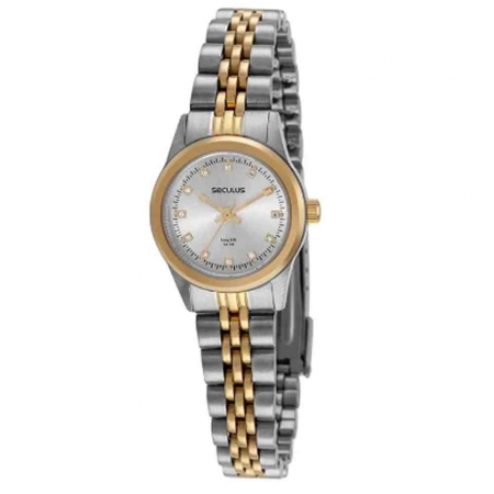 Relógio Feminino Prata com Dourado Seculus 44052LPSVBA2