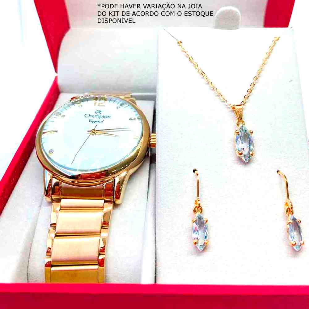 Kit Relógio CHAMPION Feminino Dourado CN25529W