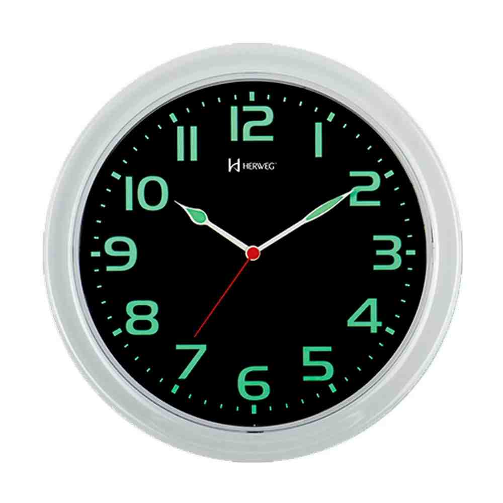 Relógio de Parede Herweg Fundo Preto Fosforescente 660016-196