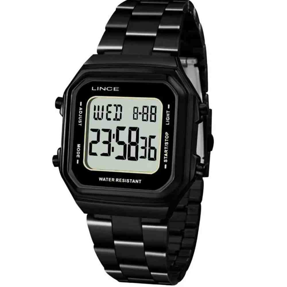 Relógio Lince Digital feminino preto SDN617L BXPX