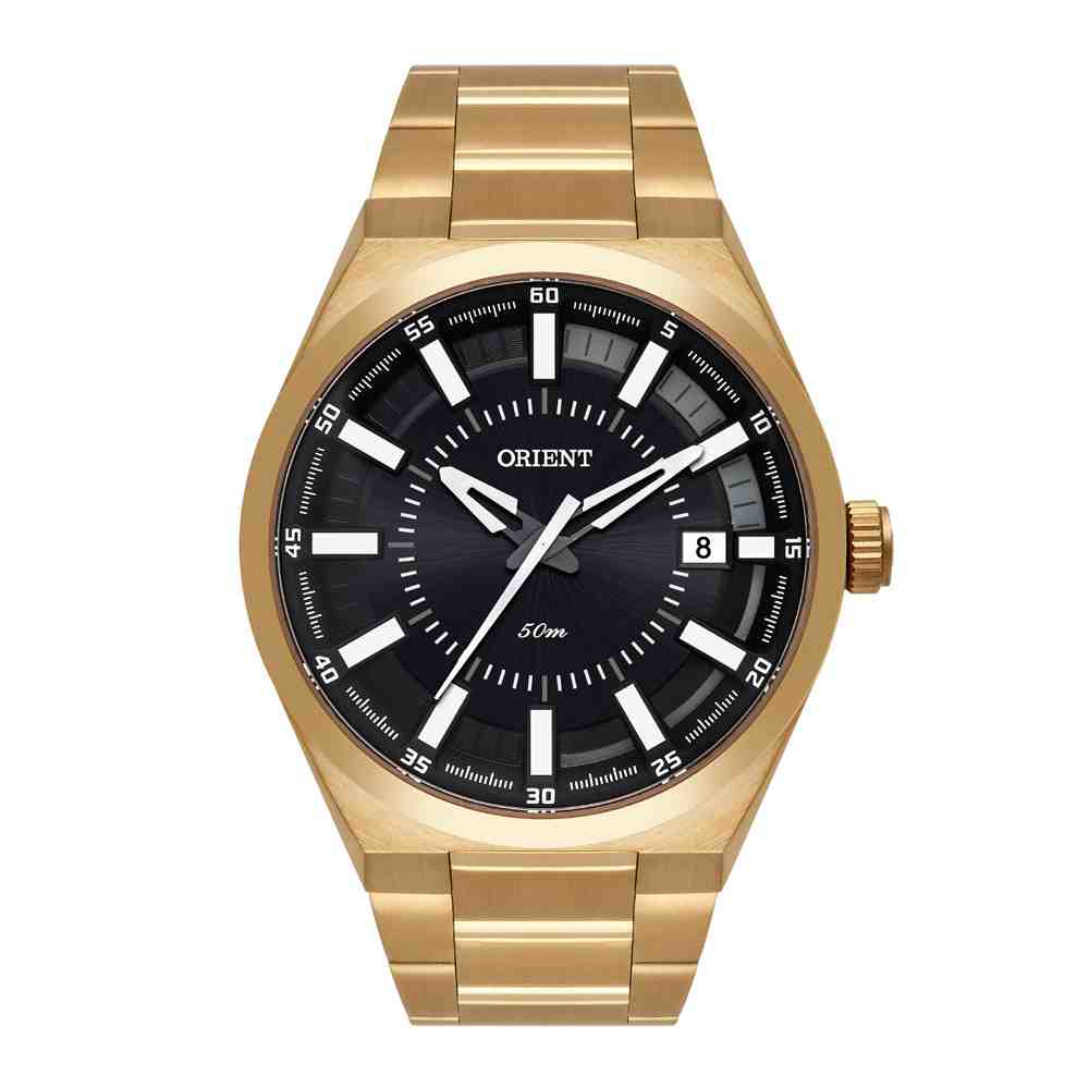 Relógio masculino dourado Orient MGSS1225 G1KX