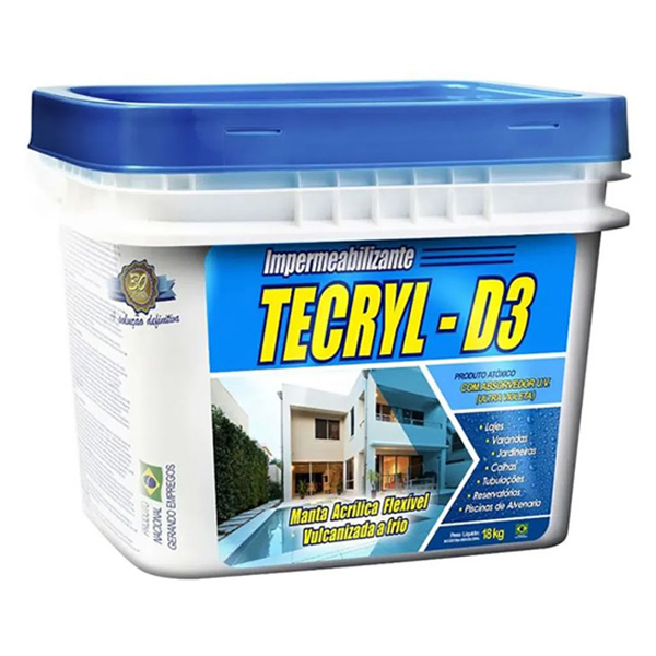 Impermeabilizante (manta acrílica flexível) D3 cinza 18kg Tecryl