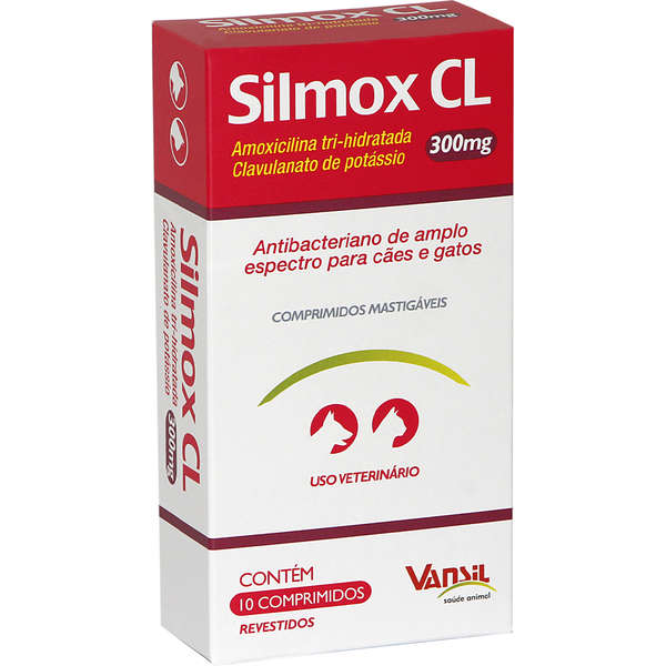 Antibacteriano Vansil Silmox CL 300mg para Cães e Gatos - 10 comprimidos