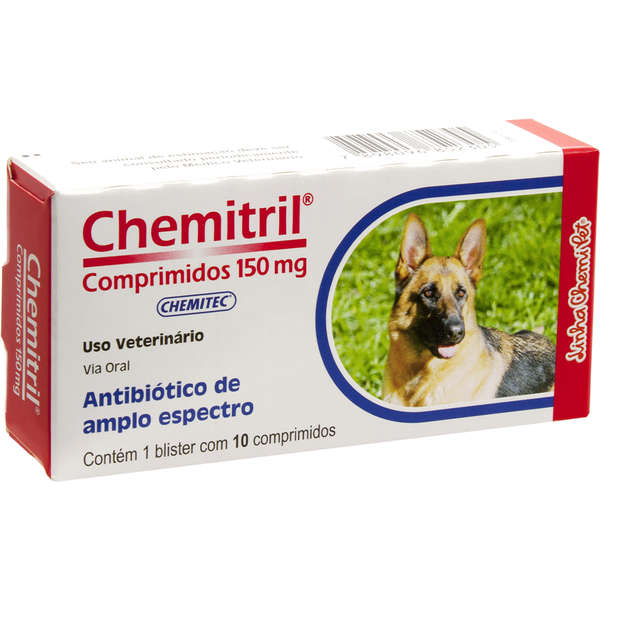 Antibiótico Chemitec Chemitril 150 mg para Cães - 10 comprimidos