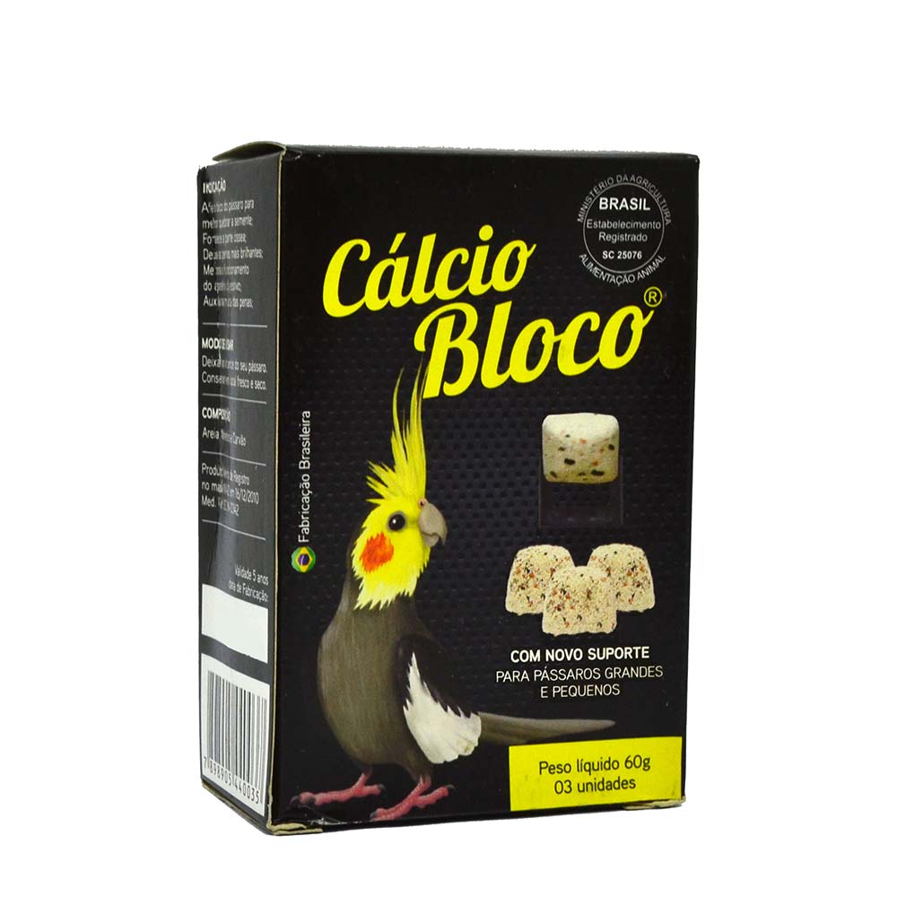 Cálcio Bloco Calopsita C/ Suporte - 3 unidades + 1 suporte
