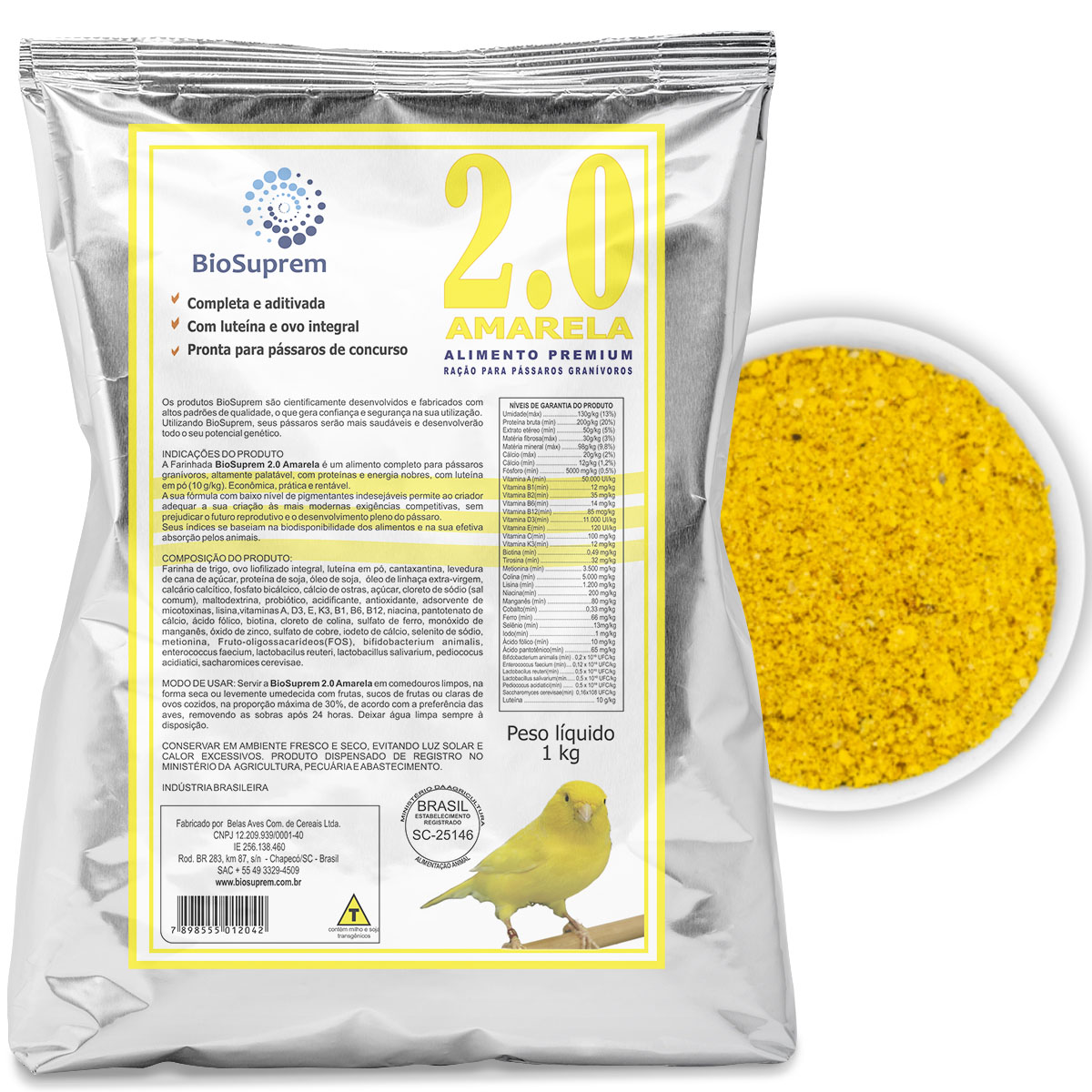 Farinhada Biosuprem 2.0 Amarela - 1kg