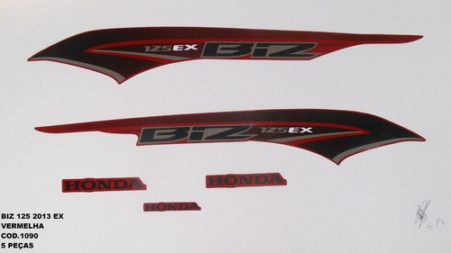 Faixa Biz 125 Ex 13 - Moto Cor Vermelha - Kit 1090