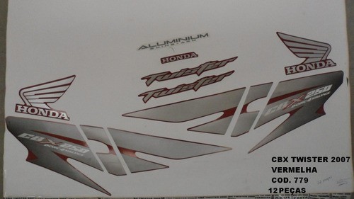 Faixa Cbx 250 Twister 07 - Moto Cor Vermelha - Kit 779