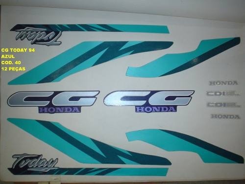 Faixa Cg 125 Today 94 - Moto Cor Azul (40 - Kit Adesivos)