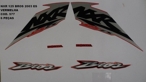 Faixa Nxr 125 Bros Es 03 - Moto Cor Vermelha - Kit 577