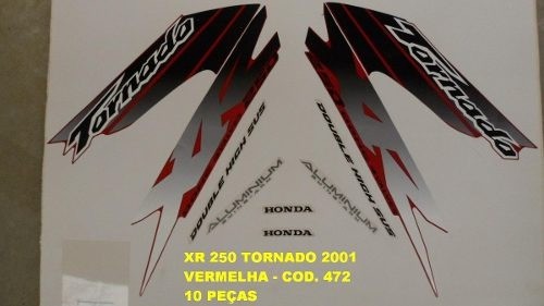 Faixa Xr 250 Tornado 01 - Moto Cor Vermelha - Kit 472