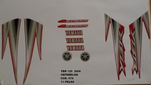 Faixa Ybr 125 06 - Moto Cor Vermelha - Kit 678