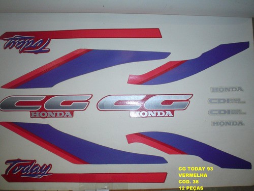 Faixas Cg 125 Today 93 - Moto Cor Vermelha - Kit 36